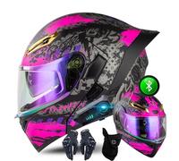 Casco De Moto Abatible con Doble Visera HD, Casco De Moto Modular Bluetooth para Hombres Y Mujeres, Casco De Moto Abatible para Adultos, Casco Homologado ECE, S~XXL