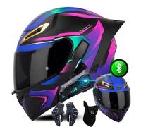 Casco De Moto Abatible con Doble Visera HD, Casco De Moto Modular Bluetooth para Hombres Y Mujeres, Casco De Moto Abatible para Adultos, Casco Homologado ECE, S~XXL