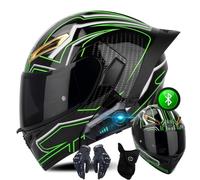 Casco De Moto Abatible con Doble Visera HD, Casco De Moto Modular Bluetooth para Hombres Y Mujeres, Casco De Moto Abatible para Adultos, Casco Homologado ECE, S~XXL