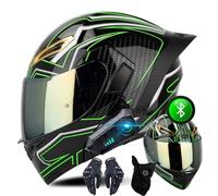 Casco De Moto Abatible con Doble Visera HD, Casco De Moto Modular Bluetooth para Hombres Y Mujeres, Casco De Moto Abatible para Adultos, Casco Homologado ECE, S~XXL