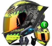 Casco De Moto Abatible con Doble Visera HD, Casco De Moto Modular Bluetooth para Hombres Y Mujeres, Casco De Moto Abatible para Adultos, Casco Homologado ECE, S~XXL