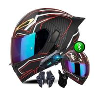 Casco De Moto Abatible con Doble Visera HD, Casco De Moto Modular Bluetooth para Hombres Y Mujeres, Casco De Moto Abatible para Adultos, Casco Homologado ECE, S~XXL