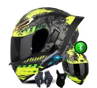 Casco De Moto Abatible con Doble Visera HD, Casco De Moto Modular Bluetooth para Hombres Y Mujeres, Casco De Moto Abatible para Adultos, Casco Homologado ECE, S~XXL