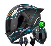 Casco De Moto Abatible con Doble Visera HD, Casco De Moto Modular Bluetooth para Hombres Y Mujeres, Casco De Moto Abatible para Adultos, Casco Homologado ECE, S~XXL