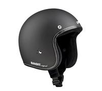 Casco de Moto Abierto Bandit Jet Premium Negro Mate Perfil Cuero Custom Biker Style Visera Incluida Dull Black Open Helmet JETPMB (L)