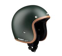 Casco de Moto Abierto BANDIT Jet Premium Verde Mate Perfil Cuero Custom Biker Style Visera Incluida Dull Green Open Helmet JETPGR (S)