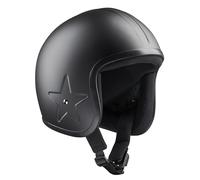 Casco de Moto Abierto BANDIT Jet SKY3 Negro Mate Bisel Central Estrella Lateral Relieve Custom Biker Style Dull Black Open Helmet SKY3 (M)