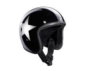 Casco de Moto Abierto BANDIT Jet Star Black Brillo Custom Biker Style Visera Incluida Black Gloss Star Open Helmet STARB (M)