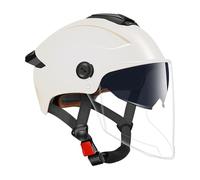 Casco De Moto Abierto Casco De Scooter con Protección Solar Y Transpirable, Cascos De Media Calota con Doble Visera para Motos De Calle, Sport Touring, Mujer, Hombre, Scooters, 32 X 24 Cm