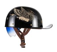 Casco De Moto Abierto ECE Homologado Casco Tipo Gorra De Béisbol Adecuado para Motos Cruiser Ciclomotore Casco De Scooter para Todas Las Estaciones J,XL=(61-62CM)