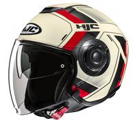 Casco de moto abierto HJC i40N Velu MC1 beige-negro-rojo XL