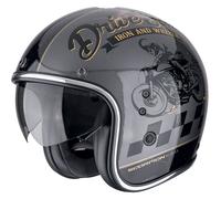 Casco de moto abierto Scorpion Belfast Evo DRIVE FAST plata-negro-oro XL