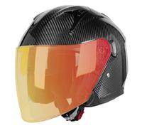 Casco De Moto Abiertos Cascos Half-Helmet con Visera Solar 3/4 Fibra De Carbono Casco De Motocicleta para Hombres Y Mujeres DOTECE Homologado Scooter Cascos Moto Jet 6,XL:61-62CM