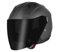 Casco De Moto Abiertos Cascos Half-Helmet con Visera Solar 3/4 Fibra De Carbono Casco De Motocicleta para Hombres Y Mujeres DOTECE Homologado Scooter Cascos Moto Jet 8,3XL:65-66CM