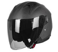 Casco De Moto Abiertos Cascos Half-Helmet con Visera Solar 3/4 Fibra De Carbono Casco De Motocicleta para Hombres Y Mujeres DOTECE Homologado Scooter Cascos Moto Jet 7,XXL:63-64CM