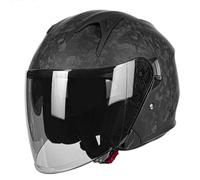 Casco De Moto Abiertos Cascos Half-Helmet con Visera Solar 3/4 Fibra De Carbono Casco De Motocicleta para Hombres Y Mujeres DOTECE Homologado Scooter Cascos Moto Jet 13,M:57-58CM