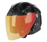 Casco De Moto Abiertos Cascos Half-Helmet con Visera Solar 3/4 Fibra De Carbono Casco De Motocicleta para Hombres Y Mujeres DOTECE Homologado Scooter Cascos Moto Jet 12,3XL:65-66CM
