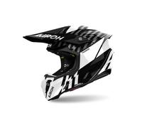 Airoh Twist 3 Thunder Casco de motocross, negro-blanco, tamaño S para Hombres