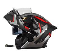 Casco de Moto Bluetooth Intercomunicador Automático Casco Modular Abatible Aprobado por ECE Visor Dual Antivaho Incorporado Mp3 Integral Cascos Moto Cara Completa 55-64cm