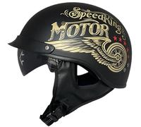 Casco de Moto Cascos Motocicleta Abierto con Visera Solar, Vintage Casco Jet Moto for Hombres Mujeres, Cascos de Motocicleta Retro Estilo alemán Homologado ECE Ciclomotor Scooter 15,M=56-58cm