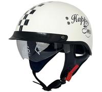 Casco de Moto Cascos Motocicleta Abierto con Visera Solar, Vintage Casco Jet Moto for Hombres Mujeres, Cascos de Motocicleta Retro Estilo alemán Homologado ECE Ciclomotor Scooter 3,L=59-60cm