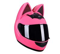 Casco de Moto con Orejas de Gato Cascos integrales con Viseras Cascos de Motocross Homologados ECE para Adultos Hombres Mujeres Cuatro Estaciones B,S50-53CM