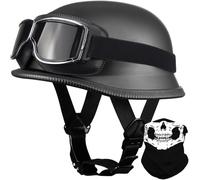 Casco De Moto Estilo Alemán, Casco Retro Tipo Jet con Hebilla De Liberación Rápida Ajustable, Casco Retro Abierto, Certificado ECE, Unisex. D,XXL63-64CM