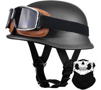 Casco De Moto Estilo Alemán, Casco Retro Tipo Jet con Hebilla De Liberación Rápida Ajustable, Casco Retro Abierto, Certificado ECE, Unisex. C,L59-60CM
