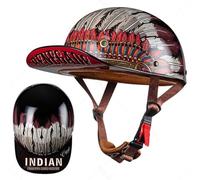 Casco De Moto Estilo Gorra De Béisbol Homologado ECE Cascos Half-Helmet Casco Resistente A Colisiones para Todas Las Estaciones Casco De Moto Ligero para Hombres Y Mujeres Adultos F,XL=(61-62CM)