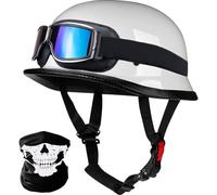 Casco De Moto Estilo Retro Alemán, Tipo Jet, Abierto, con Gafas, para Todas Las Estaciones, Certificado ECE. E,XXL63-64CM