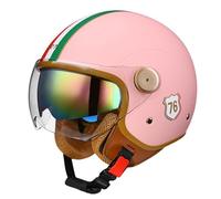 Casco de Moto Estilo Vintage Casco Abierto con Doble Visera Solar 3/4 Media Cara Casco de Motocicleta Scooter Cruiser Aprobado DOTECE para Adultos, Hombres Mujeres (5,M=57~58cm)