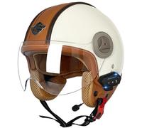 Casco de Moto Hombre Mujer Cascos Moto Retro Abierto, Casco Jet Moto Hombre Jet, Cascos Ciclomotor Vintage con Bluetooth Cascos Scooter Homologado ECE Estilo alemán Medio Casco 1,2XL=63-64cm