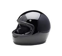 Casco de moto integral El villano by iguana custom estilo retro vintage con corchetes para pantallas negro brillo (XS)