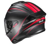Casco de Moto Integral HJC C71 Designed Quez Negro Rojo Mate con Visor Solar | Unisex Hombre y Mujer Homologado ECE 22.06 (M)
