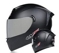 Casco De Moto Integral Hombre Mujer Homologado DOT/ECE Casco Motocross Doble Visera, Ventilado Y Ligero, Con Diseño De Ala De Cola, Negro Mate Silver Lens,M
