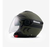 Casco De Moto Jet Blauer DJ-01 Verde Mate Negro Doble Visera ECE2206