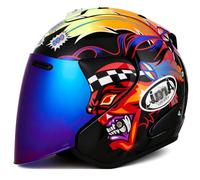 Casco de Moto Jet con certificación Dot Cascos clásico Ligero 3/4 Abierto con Visera ventilada y antivaho para Hombres y Mujeres Que conducen Motos de Turismo y Scooters