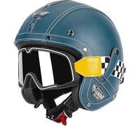 Casco De Moto Jet En Cuero Retro Con Gafas, Homologado ECE 22.06 Casco Scooter Abierto 3/4 Para Scrambler Cafe Racer Custom Ciclomotor Hombre Mujer 2,S/(55~56cm)