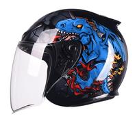 Casco de Moto Jet para Hombre y Mujer con Visera Solar extendida Cascos Abierto clásico 3/4 Adecuado para Scooters Bicicletas eléctricas Bicicletas de Carretera Carreras Azul L/59-60cm