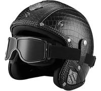 Casco De Moto Jet Retro Con Gafas De Piloto, Homologado ECE 22.06 Casco Scooter Abierto 3/4 Para Ciclomotor Cruiser Custom Bobber Cafe Racer Hombre Y Mujer 4,S/(55~56cm)