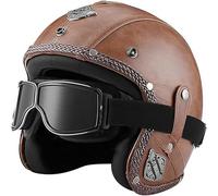Casco De Moto Jet Retro Con Gafas De Piloto, Homologado ECE 22.06 Casco Scooter Abierto 3/4 Para Ciclomotor Cruiser Custom Bobber Cafe Racer Hombre Y Mujer 2,XL/(61~62cm)