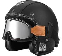 Casco De Moto Jet Retro Con Gafas De Piloto, Homologado ECE 22.06 Casco Scooter Abierto 3/4 Para Ciclomotor Cruiser Custom Bobber Cafe Racer Hombre Y Mujer 12,L/(59~60cm)