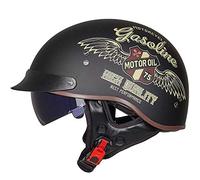 Casco de Moto Medio Abierto Estilo Retro Casco Moto Jet con Visera Casco de Motocicleta Casco Medio Certificado ECE Para Hombres Y Mujeres Adultos Half-Helme D,L