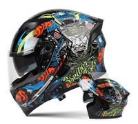 Casco de Moto Modular Bluetooth, Casco Abatible con Doble Visera Doble Lente Sistema De Ventilación, ECE Homologado Adultos Hombres Mujeres Cascos Integrales Motocicleta