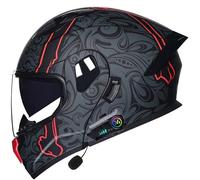 Casco De Moto Modular Bluetooth,Casco Abatible con Doble Visera Doble Lente Sistema De Ventilación, Integrado Casco De Moto para Mujeres Y Hombres ECE Homologado