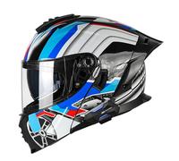 Casco de Moto Modular Bluetooth Cascos Motocicleta Integrales con Doble Visera Altavoces Integrados Y Micrófono para Scooter Moto Carretera Carreras Hombres Y Mujeres 5,M=57~58cm