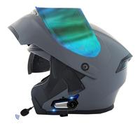 Casco De Moto Modular Bluetooth Cascos Motocicleta Modulares ECEDOT Homologado Casco Integrado Abatible con Doble Visera Cascos Motocross Integrales con Altavoz Y Micrófono S,XL:61-62CM