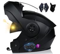 Casco De Moto Modular Bluetooth, ECE Homologado, con Doble Visera, Carcasa De Alta Resistencia, Diseño Liviano, Adecuado para Hombres Y Mujeres Adultos, Guantes Y Máscara Gratis