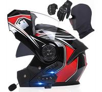 Casco De Moto Modular Bluetooth,Integrado Casco Moto Cascos Integrales,ECE/Dot Homologado con Doble Visera,Adecuado para Hombres Y Mujeres Adultos L,M=(57-58cm)