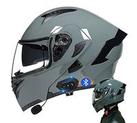 Casco De Moto Modular Bluetooth Integrado, con Doble Visera Cascos De Motocicleta, Casco Integral ECE Homologado, para Mujeres Y Hombres, Transpirable Y Cómoda